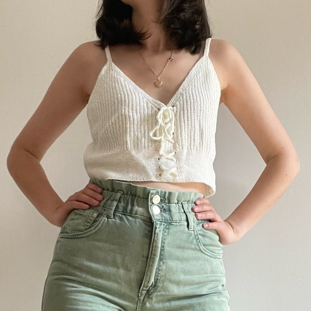 NEW SHEIN WHITE CROP TANK KNIT - S